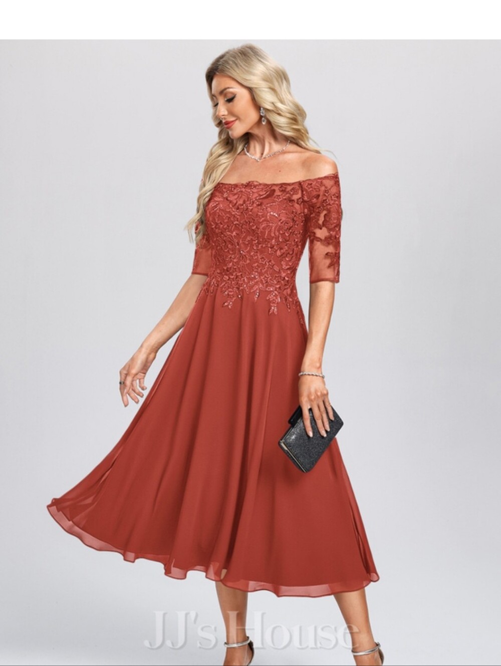 Coral Lace & Chiffon High-Low Dress